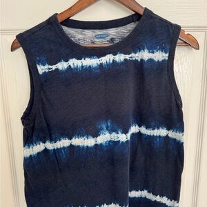 Old Navy Navy and White Tie-Dye Muscle Tank